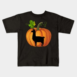 Llama in pumpkin Kids T-Shirt